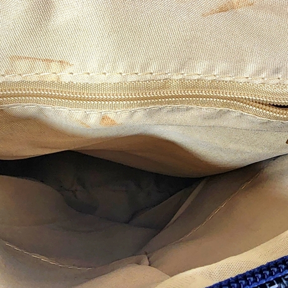 Stylish Black Monogram Women's Blue Colorblock Backpack Purse - Picture 7 of 9